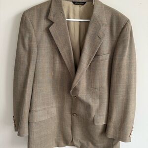 Brooks Brothers Camel Brown Plaid Blazer Jacket 43 L
